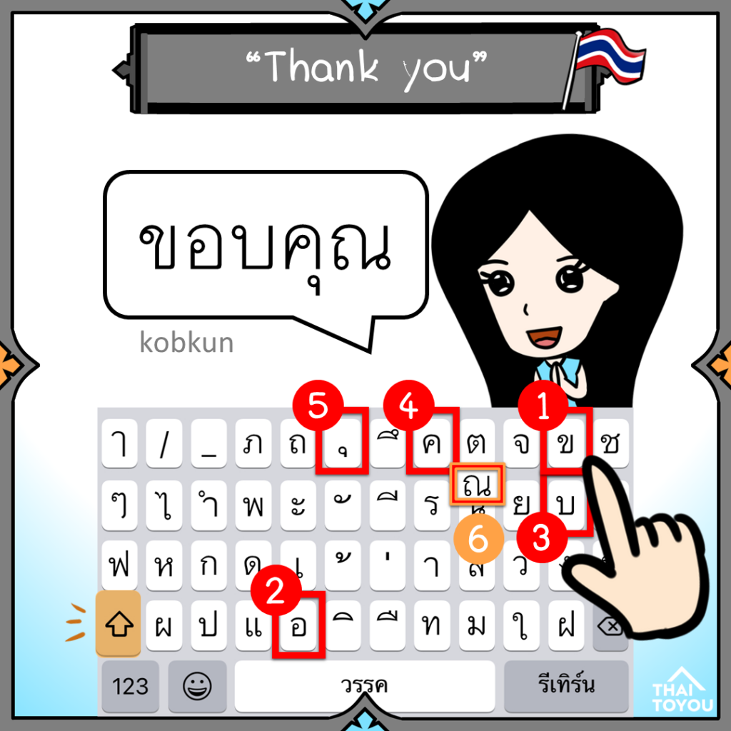 How to type thank you in Thai